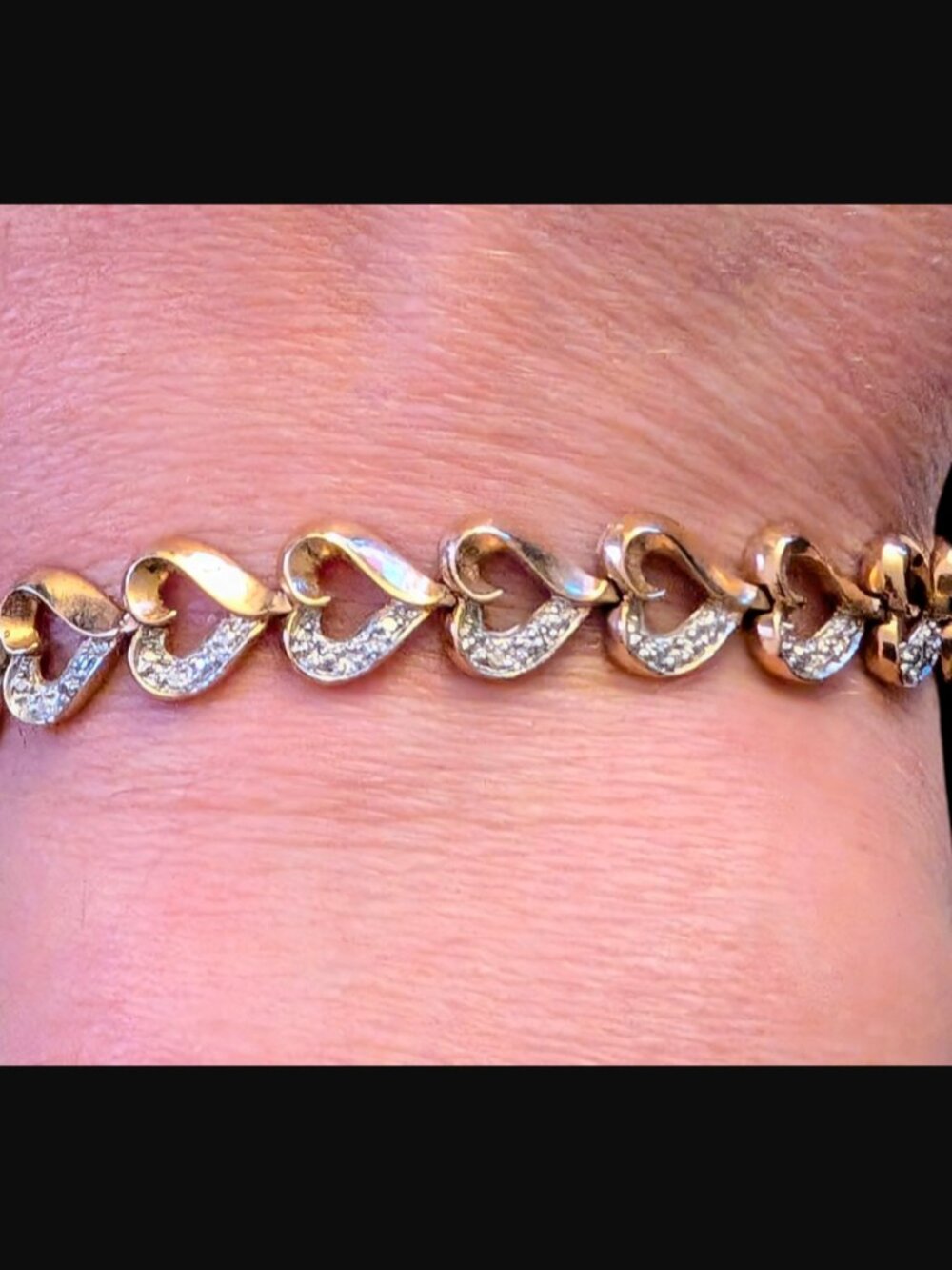 Ross Simmons 925 Sterling Yellow Vermeil Two Toned Heart Bracelet Size 7"